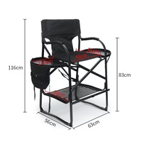 Chaise de Réalisateur Pliante Portable d'Extérieur avec Plateau Latéral, Chaise Multifonctionnelle pour le Camping, la Pêche et le Dessin Artistique
