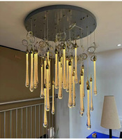 Lustre en cristal en forme de goutte d'eau personnalisé de luxe, lampe suspendue LED pour hall d'hôtel, plafond haut, villa, salon, escalier