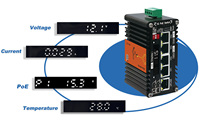 Convertisseur média industriel intelligent géré LNK-AIMC005GMP-AI avec écran LED, application et interface web
