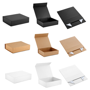 Luxury Collapsible Custom Print Black Book Shaped Rigid Cardboard Foldable folding Paper Clamshell Magnetic Gift Box