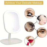 Miroir de maquillage rechargeable avec lampe de table, commande tactile et 3 modes d'éclairage, miroir de vanité pliable portable HD anti-traces de doigts, cadeau