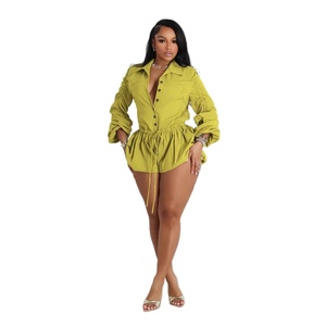 Versatile Spring Ladies Jumpsuit Solid Color Elegant Sexy Above Knee Lantern <b>Pants</b> - Product Image 4