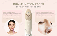 Nettoyeur de peau sonique rechargeable 2 en 1, imperméable, grattoir sonique, brosse nettoyante électrique pour le visage en silicone pour un nettoyage en profondeur des pores