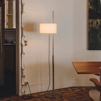 Lampadaire en tissu pour salon, design nordique moderne et minimaliste, pour chambre à coucher, canapé, style rétro, nickel sablé, LED E27, en fer, ambiance lumineuse