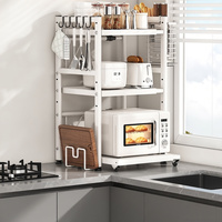Étagère de rangement rétractable et réglable pour four à micro-ondes, en acier au carbone, pour organiser le comptoir de cuisine