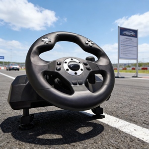 Volant de course USB compatible avec transmission directe d'usine, en matériau ABS et avec retour de force fluide pour une sensation de course réaliste - Product Image 2