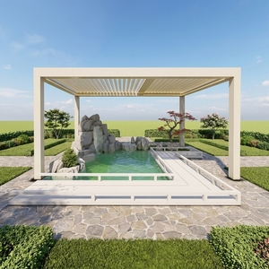 Pergola bioclimatique en aluminium pur, anti-corrosion, résistante aux intempéries, pour villa côtière, extérieur, imperméable, <span class=keywords><strong>toit</strong></span> à lamelles réglables - Product Image 4