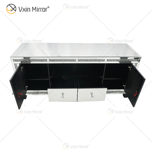 Mobile <span class=keywords><strong>TV</strong></span> in Stile Moderno Argento Nuovo Design con Specchio e Camino Arredamento per Soggiorno - Product Image 4