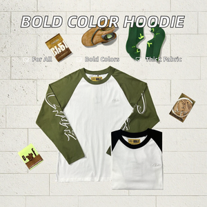 T-Shirt Oversize a Maniche Lunghe con Stampa e Contrasto <span class=keywords><strong>di</strong></span> Colore, in Cotone/Poliestere Traspirante, Produzione OEM - Product Image 2