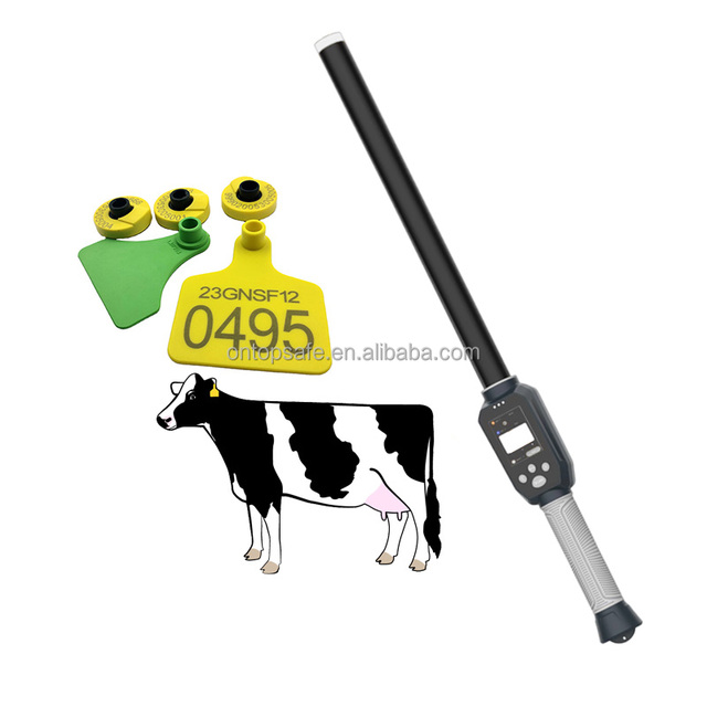 UHF Long Range Rfid Cow Ear Tag Reader Long Stick Animal ID Microchip Scanner Handheld Cattle Rfid Stick Reader for Animals