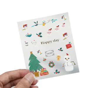 Gambar Seni kuku sampel gratis Natal untuk dijual, stiker kuku manikur & dekorasi kuku