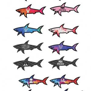 สติกเกอร์เคลือบเงาพิมพ์ลายการ์ตูนฉลาม PVC รักษ์โลก กันน้ำ ทนรังสียูวี สำหรับตกแต่งกล่องแฟชั่นเดือนกรกฎาคม Gertrude CP - Product Image 1