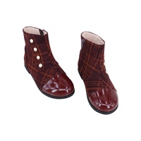 Bottes basses en cuir bordeaux personnalisables pour enfants, avec fermeture éclair, pour filles, tailles 20-38