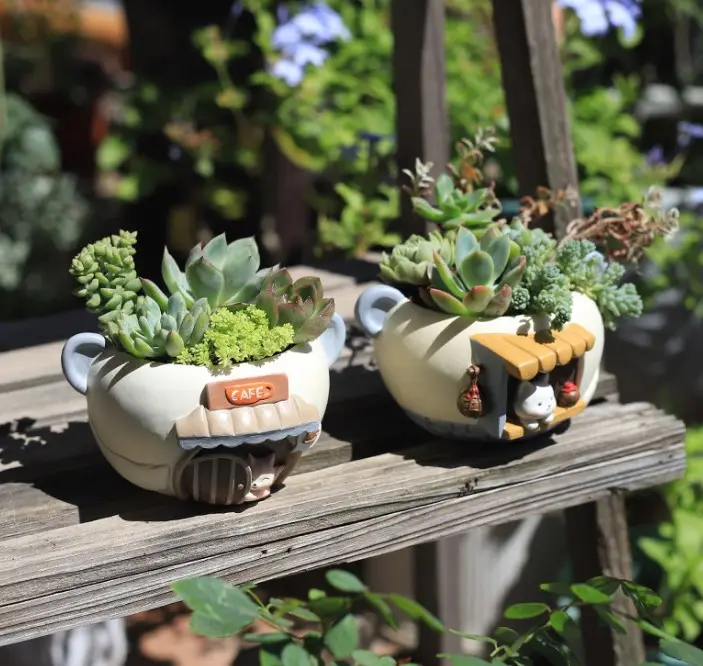 Pot de fleurs créatif dessin animé animal de compagnie succulent bureau balcon décoration pot de fleurs en résine micro-paysage pot de plante horticole
