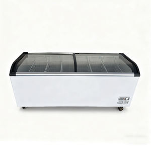 Congélateur vitrine compact commercial 190L pour crèmes glacées, température unique, refroidissement direct, éclairage LED en verre pour magasins de proximité - Product Image 1