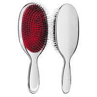 Brosse professionnelle démêlante argentée pour extensions de cheveux, antistatique, à poils de sanglier naturels et coussinets en nylon, pour perruques personnalisées