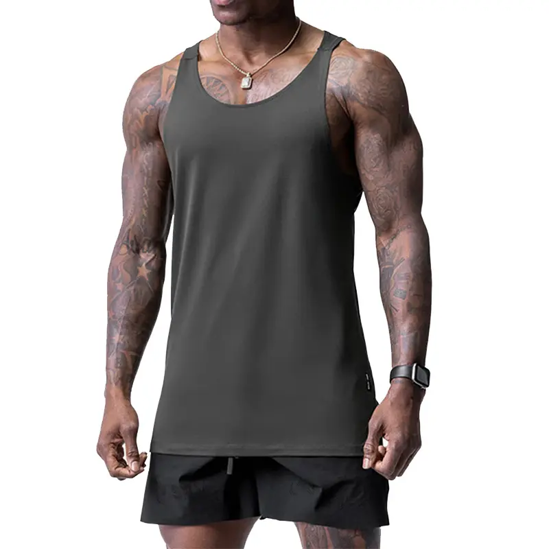 100% Cotton Mens Gym tank Top Fitness Sport Wear Workout Tank Top Quick Dry Men's Vests Shirt Activewear