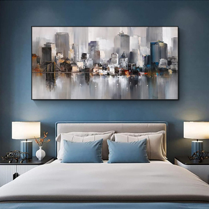 Pittura a olio di grande paesaggio urbano dipinta a mano architettura moderna Texture tela pittura Home <span class=keywords><strong>Gallery</strong></span> Wall <span class=keywords><strong>Art</strong></span> - Product Image 5