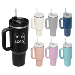 Custom Logo 40oz Vacuum Tumbler with Handle for Office Travel Gifts, Stainless Steel Insulated Coffee Mug - Product Image 1