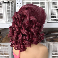 Perruques bouclées rebondissantes 99J en cheveux humains vietnamiens bruts, avec dentelle frontale HD, prêtes à porter, cuticules alignées, style Deep Loose Bouncy