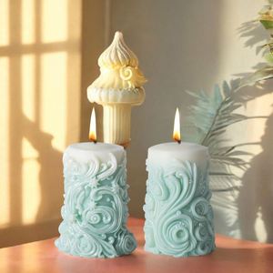 Bougie parfumée artisanale vintage en forme de cylindre, vert menthe, décoration romantique pour la maison, bougie artistique - Product Image 1