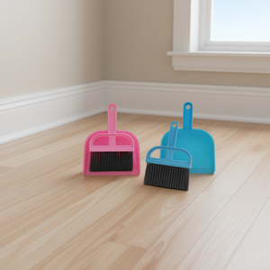 Ensemble pelle et brosse en plastique 2 en 1 pour le nettoyage des sols avec des poils moyens non effilés, 21,5*16,5 cm, rose et bleu, marque ZAA A - Product Image 2