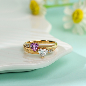 Anillos de Compromiso y Matrimonio de Lujo en Oro Rosa de 18K con Zafiro Corte Corazón Clásico y Diamantes Naturales, Regalo de Cumpleaños, Joyería Fina - Product Image 6