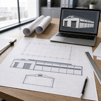 Bâtiment d'entrepôt en structure acier sur mesure avec connexion boulonnée, conception à installation rapide