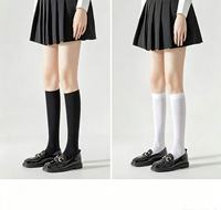 Chaussettes noires et blanches standard respirantes en nylon tricoté de compression CLASSE 1, longueur genou, pour femme, style JK, pour l'été