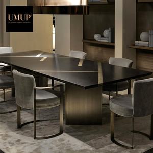 Ghế ăn bằng thép không gỉ hoàng gia, chân bằng vải, bọc nhung, một chỗ ngồi, tay vịn bằng PU, dành cho căn hộ, khách sạn, phòng ăn - Product Image 1