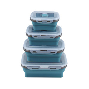Boîte à lunch rectangulaire pliable en silicone de style américain, de haute qualité, bon marché, résistante aux micro-ondes, étanche, 4 pièces - Product Image 2