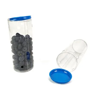 أنبوب بلاستيكي شفاف مخصص لتعبئة الفواكه والتوت الأزرق صناديق للتعبئة والتغليف مانع التلاعب عبوة أسطوانية