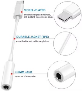 Adaptador de <span class=keywords><strong>Cable</strong></span> Tipo-C a 3.5mm Económico, USB-C Macho a Conector Hembra de Audio Auxiliar de 3.5, Alimentación <span class=keywords><strong>OTG</strong></span> para Samsung, <span class=keywords><strong>iPhone</strong></span>, iPad - Product Image 5