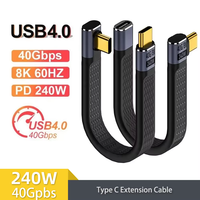 Cable USB4 en ángulo corto de 13.5cm, cable Thunderbolt 4 Tipo C de 40Gbps, cable de carga PD240W para SSD, laptop, Macbook, teléfono, iPhone 17, iPad