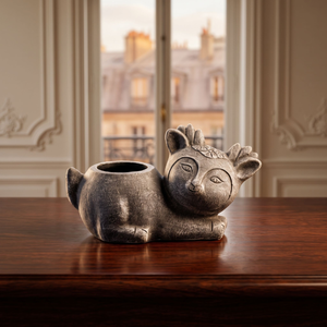 This rustic style clay ceramic table <b>vase</b>, featuring a matte finish and a hole in the center, is perfect for weddings and more. - Product Image 3