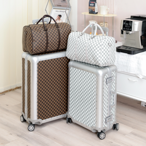 <span class=keywords><strong>Valigia</strong></span> da Viaggio in <span class=keywords><strong>Metallo</strong></span> a Scacchi da 24 Pollici, Tutto in Alluminio, Bagaglio a Mano con Serratura TSA, Impermeabile, Spinner con Pochette da Viaggio - Product Image 5