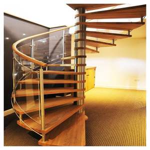 Escaliers incurvés élégants en bois Prima pour entrées de villas de luxe Escaliers incurvés de <span class=keywords><strong>maison</strong></span> de villa de luxe - Product Image 1