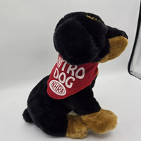 Peluche chien Rottweiler noir super douce en gros avec broderie, tailles personnalisées, rembourrage en coton PP