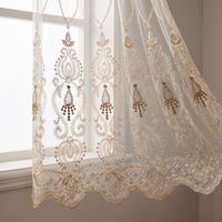 COSENNATUR Rideaux Voilages Brodés Baroque de Luxe à Passe-Tringle Or Champagne pour Salon Chambre Vente en Gros