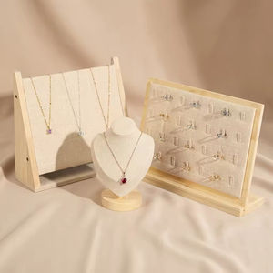 Expositor de Joyería de Lino de Moda para Collares, Pulseras, Anillos, Colgantes y Relojes, Soporte de Almacenamiento para Tiendas de Joyería - Product Image 1