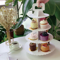 Boîte à cupcakes blanche de luxe ronde haute à 3 4 niveaux pour fête de mariage Boîte à gâteaux transparente avec poignée