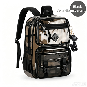 Transparent PVC Student <b>Backpack</b> Waterproof School Bag Large Capacity Zipper Softback with Side Pockets for Kids Wholesale & Cus - Product Image 2
