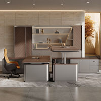 Bureau de direction polyvalent, ergonomique et moderne avec hauteur réglable, bureau assis-debout électrique et capacités de rangement.