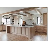 Ensemble de meubles de cuisine modulaires en chêne massif blanc naturel Apex avec tiroirs coulissants, évier, robinet et charnières, prêt à assembler