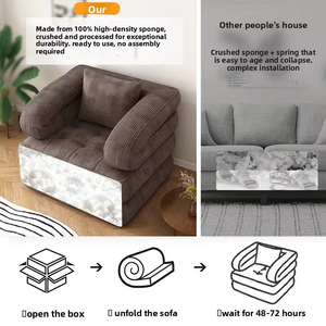 Canapé paresseux compressible, canapé-lit minimaliste moderne en tissu pliable pour petits espaces, double usage pour s'allonger et dormir - Product Image 4