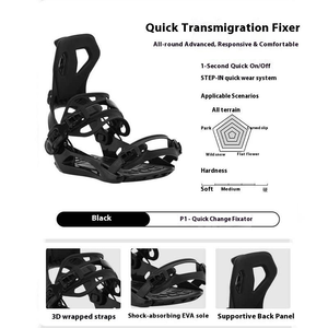 Fixations de <span class=keywords><strong>snowboard</strong></span> Freestyle Factory Step-in - Fixations de <span class=keywords><strong>snowboard</strong></span> tout-terrain réglables en alliage d'aluminium, tailles S, M, L, personnalisables - Product Image 2