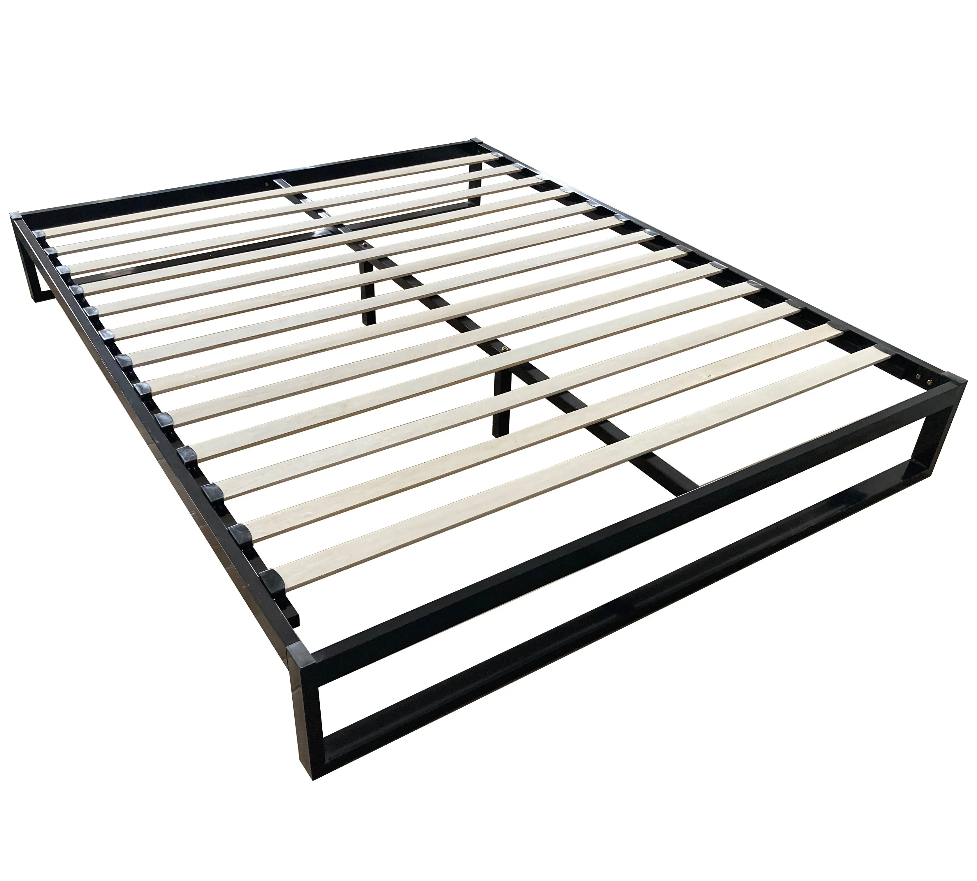 Classic Full Platform Reinforced Heavy Iron Wood Bed