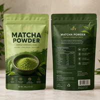 Op maat gedrukte, voedselveilige, hersluitbare staande zipzakken met hoge barrièrefolie verpakking voor Matcha groene thee, koffiepoeder, 100g, 500g