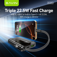 BAVIN Fashion Powerbank PC1151S, Bank daya 10000mah portabel gaya baru dengan kabel Data
