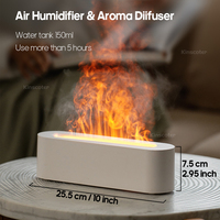 Diffuseur Humidificateur Flamme Portable Domestique, Diffuseur d'Arômes USB de Bureau 150ml, Diffuseur d'Huiles Essentielles Effet Feu